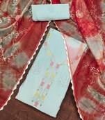 Mint Premium Roman silk blend Embroiderd Unstitched Dress Material