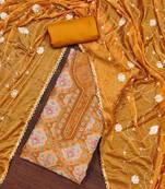 Mustard Viscose Organza Position Unstitched Dress Material