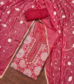 Red Viscose Organza Position Unstitched Dress Material