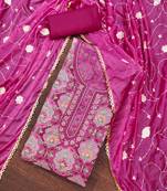 Magenta Viscose Organza Position Unstitched Dress Material