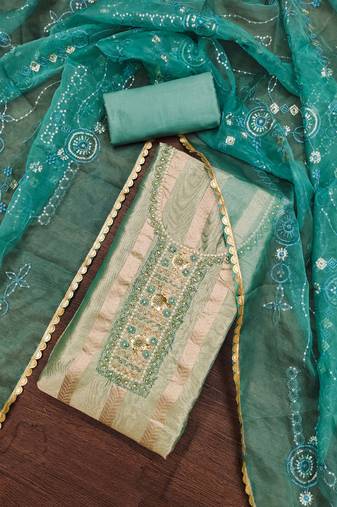 Rama Viscose Organza Unstitched Dress Material