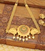 Matte finish peacock necklace set