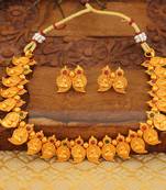 Matte finish mango temple necklace set