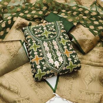 Green Viscose Organza Position Unstitched Dress Material 2