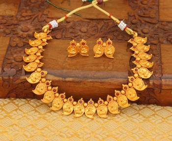 Matte finish mango temple necklace set 1