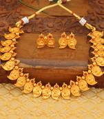 Matte finish mango temple necklace set