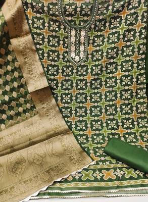 Green Viscose Organza Position Unstitched Dress Material 3