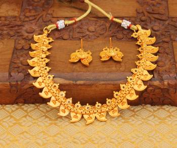 Matte finish mango temple necklace set 2