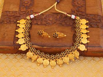 Matte finish temple coin necklace set 2