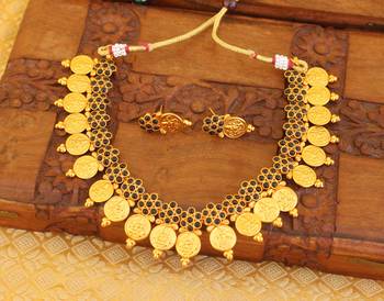 Matte finish temple coin necklace set 3