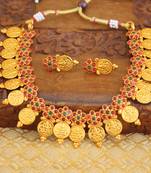 Matte finish temple coin necklace set