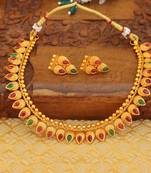 Matte finish kempu necklace set