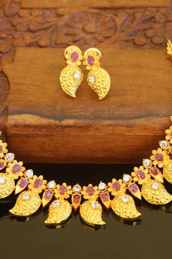 Designer matte finished mango necklace set