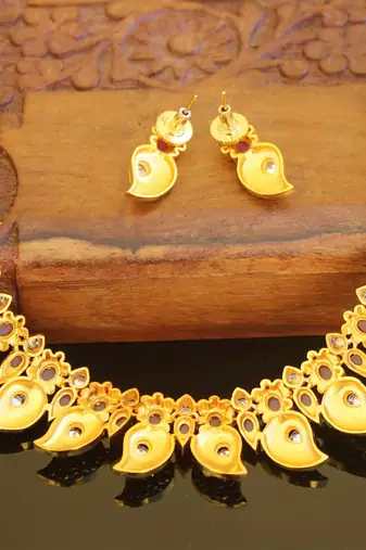 Designer matte finished mango necklace set
