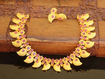 Designer matte finished mango necklace set 1