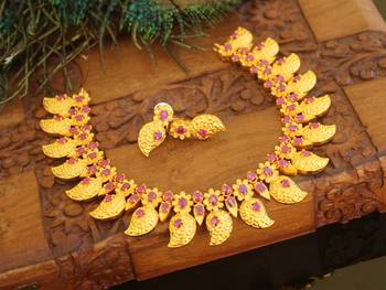 Designer matte finished mango necklace set 2