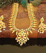 Designer matte finished mango long necklace set