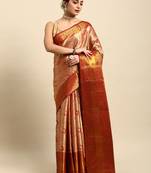 Maroon zari woven art silk kanchipuram saree with blouse