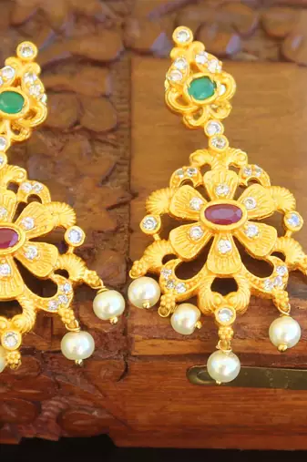 Designer matte finished mango long necklace set