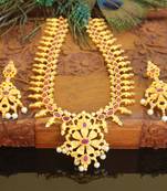 Designer matte finished mango long necklace set