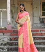 Light Pink Raw Silk Rich Designer Pallu & Designer Border Saree With Blouse For Women
