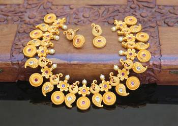 Designer matte finish peacock necklace set 1