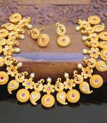 Designer matte finish peacock necklace set