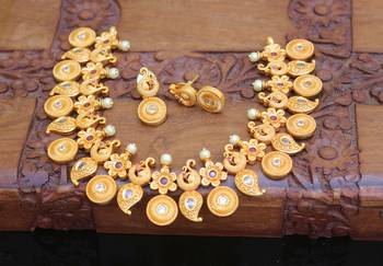 Designer matte finish peacock necklace set 1