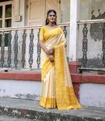 Yellow Raw Silk Rich Designer Pallu & Designer Border Saree With Blouse For Women