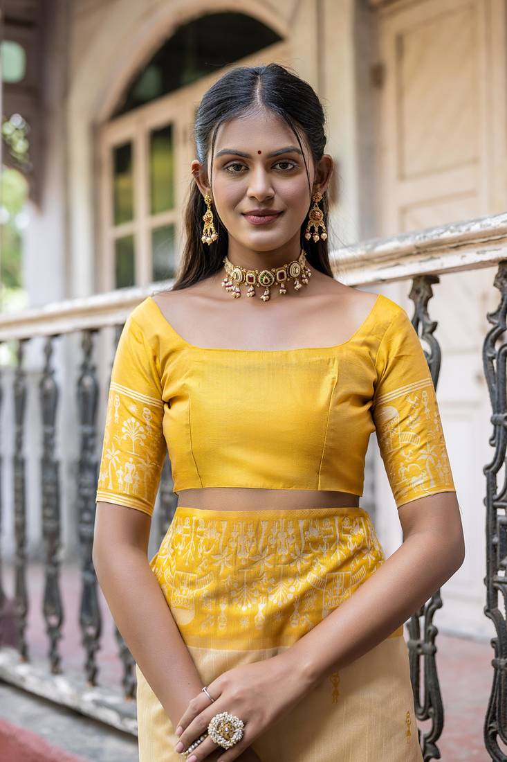 Yellow Raw Silk Rich Designer Pallu & Designer Border Saree With Blouse For Women
