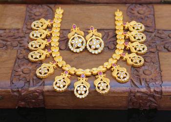 Designer matte finish peacock necklace set 1