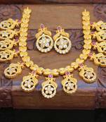 Designer matte finish peacock necklace set