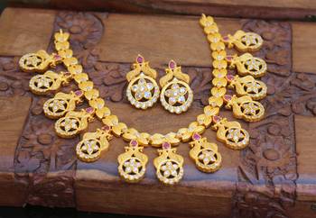Designer matte finish peacock necklace set 2