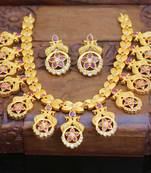 Designer matte finish peacock necklace set