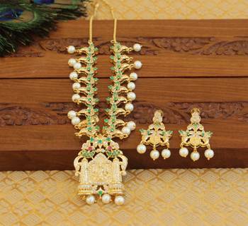 Designer gold plated temple necklace set 1