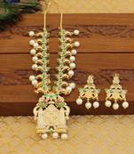 Designer gold plated temple necklace set