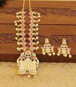 Designer gold plated temple necklace set
