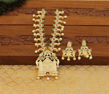 Designer gold plated temple necklace set 1