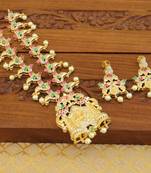 Designer gold plated temple necklace set