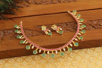 Designer gold plated cz necklace set 1