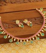 Designer gold plated cz necklace set
