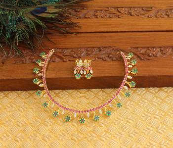 Designer gold plated cz necklace set 2