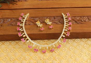 Designer gold plated cz necklace set 1