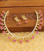 Designer gold plated cz necklace set