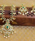 Designer gold plated cz mango necklace set