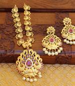 Designer gold plated peacock necklace set