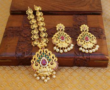 Designer gold plated peacock necklace set 1