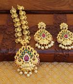 Designer gold plated peacock necklace set