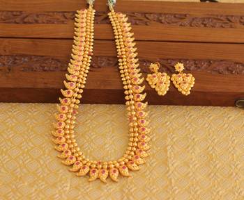 Designer matte finish mango long necklace set 2