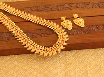 Designer matte finish mango long necklace set 3